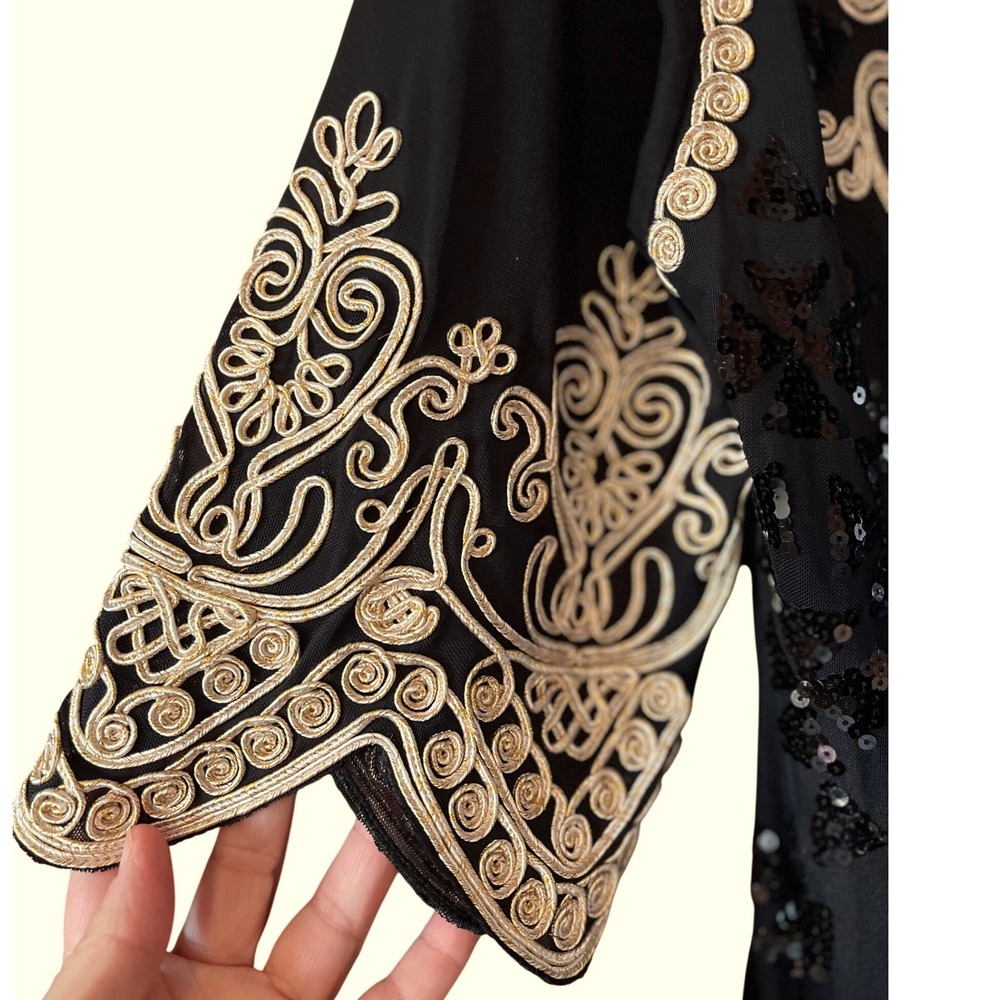 Simply Couture Black Sequin Embroidered Tunic Top/Mini Dress Size S NWT - Picture 2 of 16